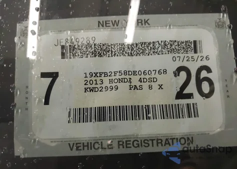 2013 Honda Civic Lx z USA, uszkodzony, nr VIN 19XFB2F58DE060768